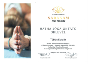 Hatha jóga oklevél